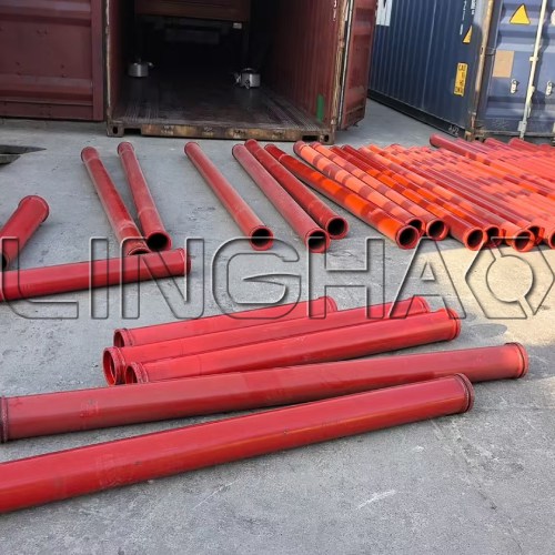 Close-up of diesel engine, 100m piping, and trailer hitch on JBTS40 mixer pump—ready for rental use in Mauritania